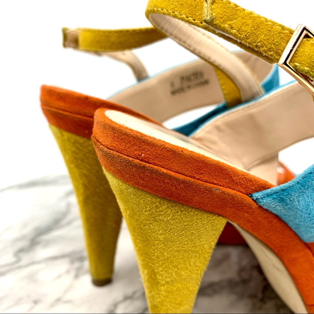 Sacha London Pasha Suede Colorful Sandals 6 Cocktail Resortwear Cruisewear Fun - Picture 10 of 15